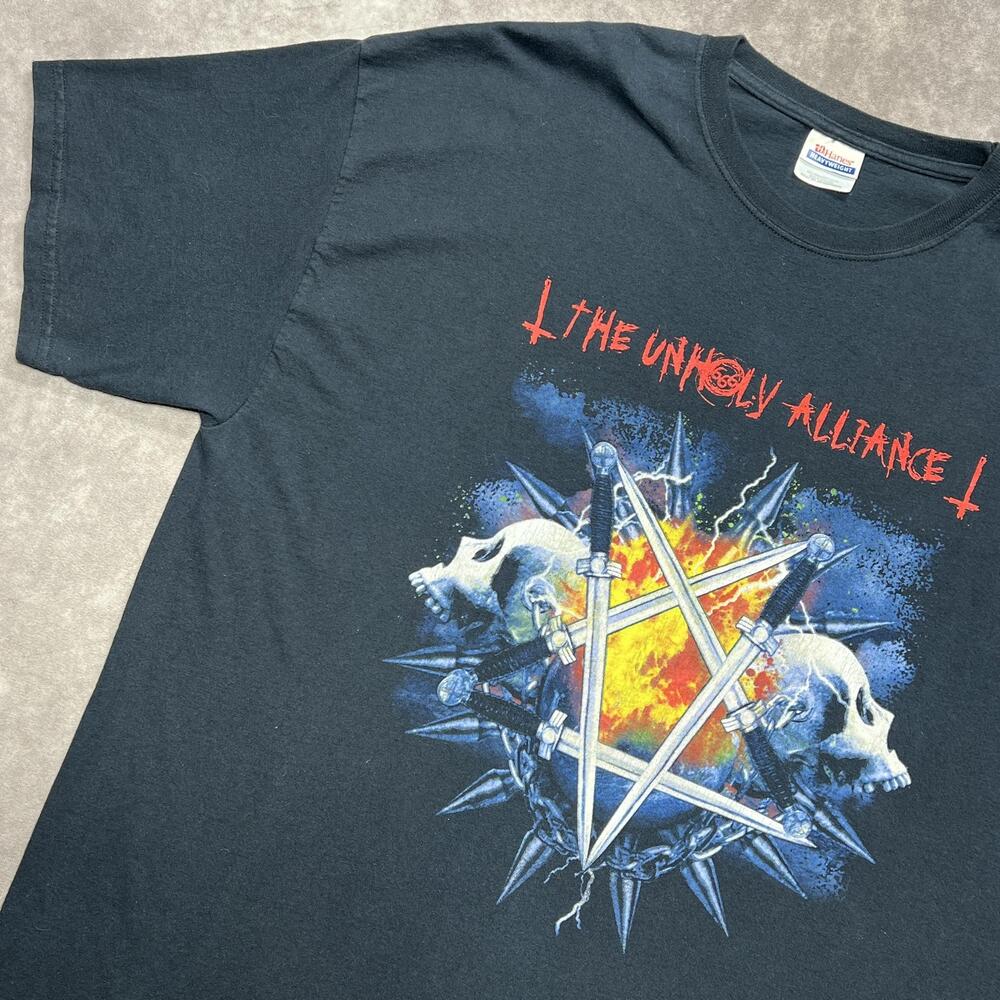 Vintage Slayer Tour T-Shirt Mens 2XL Black 2006 Unholy Alliance Tour Metal Band